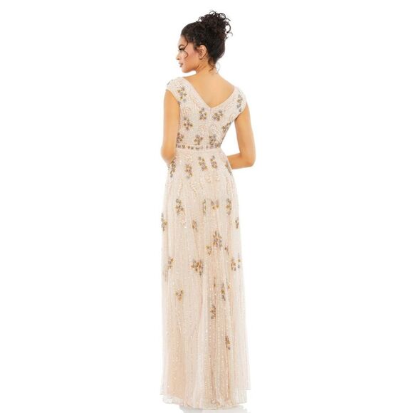 NWT MAC DUGGAL Embellished Wrap Over Cap Sleeve A-Line Gown 93575 Size 22 - Picture 3 of 12